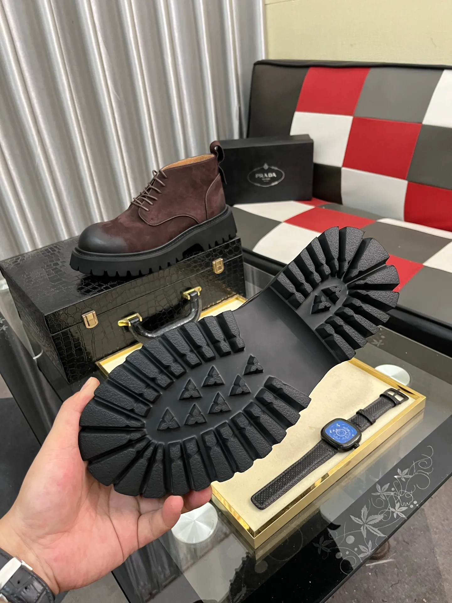 Men's shoes 💰560⌚️⌚️【PRADA】Prada - High-end quality original order·Formal leather shoes - Upper: imported 🔝 tumbled calf leather, hand-stitched mark thread, brand metal fastener cross-arm decoration - Lining: water-dyed cowhide - Outsole: ultra-light TR·rubber; molded outsole -Super high quality control·Fine workmanship: highlighted (high-end·luxury·grade) -Size :38-44